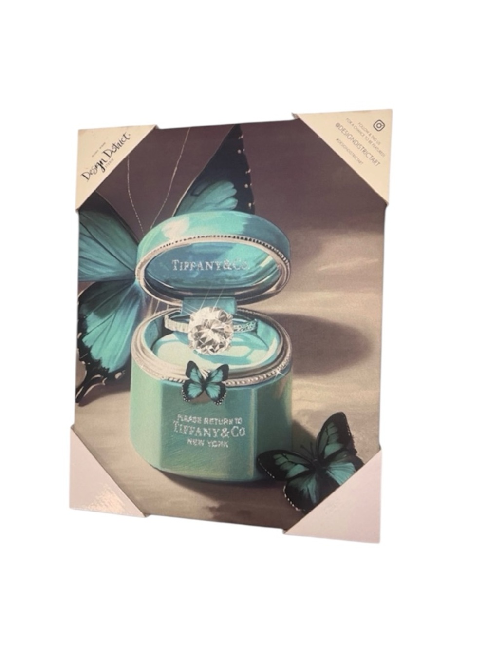 Butterfly and Diamond Ring Return to Tiffany Glitter Canvas Wall Art